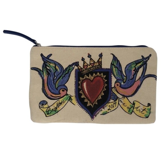 Brighton 2019 Love Art Paint Canvas Zippered Travel Pouch Makeup Wallet Festival - Picture 2 of 4